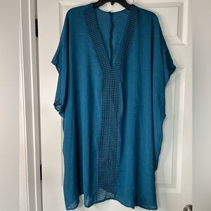 Teal V-Neck Tunic Dress